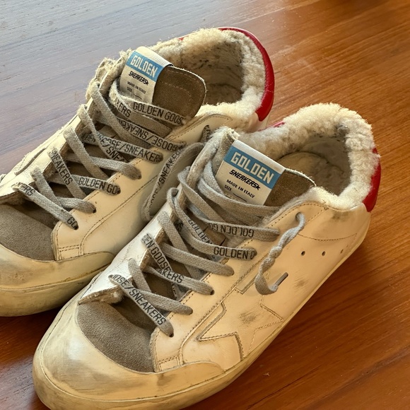 Golden Goose -Men's Super-Star with red leather heel tab and shearling size 9 US - Picture 5 of 6